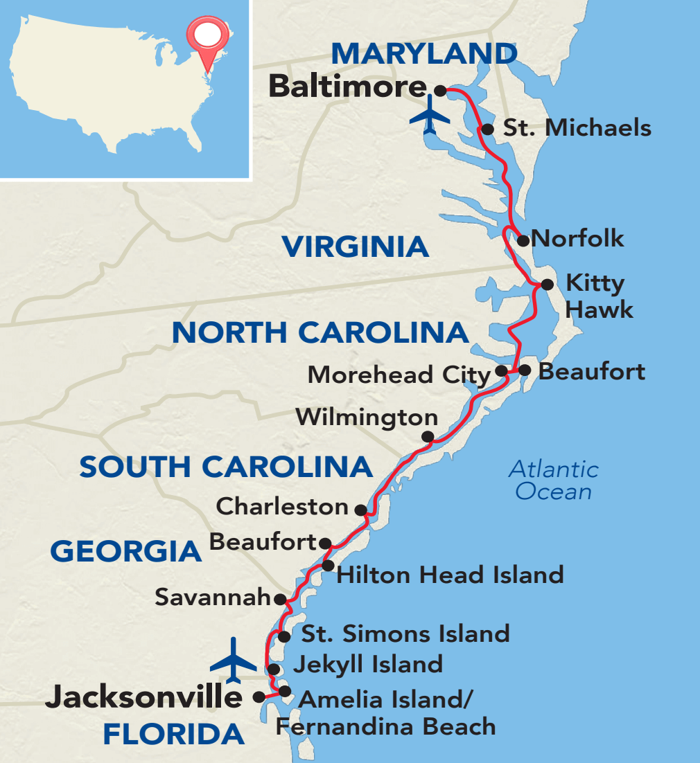 us east coast travel map