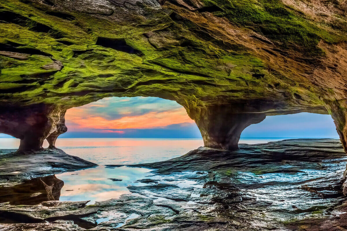 The colorful view from a Lake Superior Sea Cave